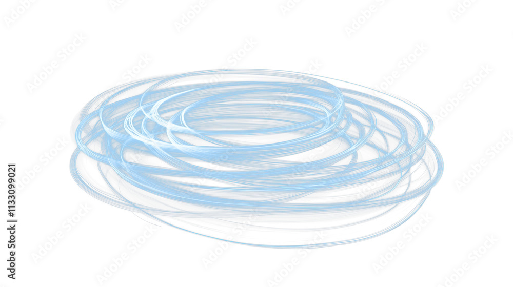 Obraz premium Pale blue abstract glowing motion circles isolated on transparent background, cutout