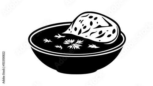 Chicken tikka masala with naan bread, Food Illustration