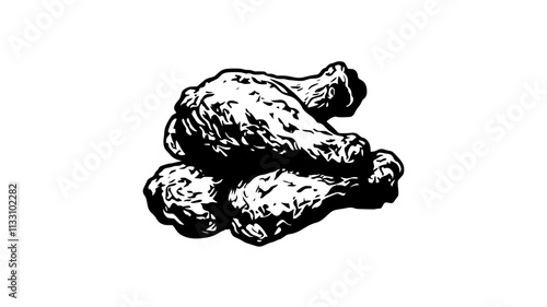 Several fried chicken pieces stacked on top of each other, highlighting the texture, Food Illustration