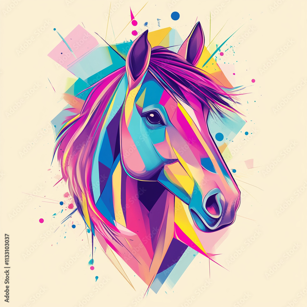 Obraz premium Geometric Horse anime concept full color illustration