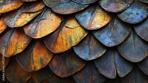 Wallpaper Mural Close-up of iridescent, overlapping scales on a textured surface Torontodigital.ca