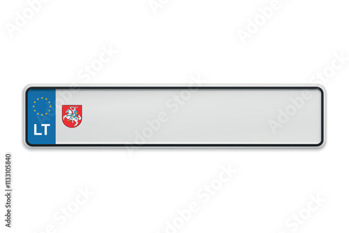 New Car number plate of Lithuania. Vehicle registration license