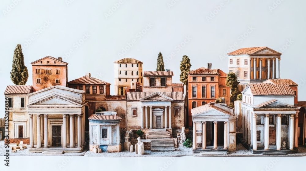 Obraz premium miniature of classic rome on white background 