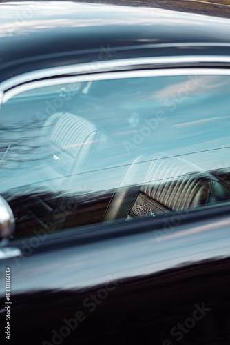 Wallpaper Mural Elegant Interior of a Vintage Car Captured Through the Window with Reflections Torontodigital.ca