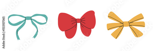Decorative bowknot set in hand-drawn style
