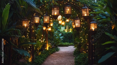 Wallpaper Mural Illuminated pathway through lush garden arch. Torontodigital.ca