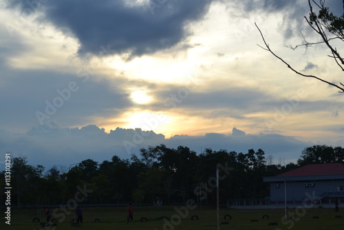 sunset, sky, sun, clouds, sunrise, cloud, nature, landscape, orange, light, evening, dark, blue, dusk, morning, red, summer, trees, sunlight, horizon, tree, yellow, beautiful, night