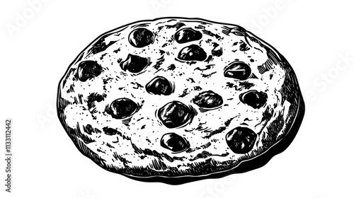 Close-up of an oatmeal cookie showing its texture and ingredients, Culinary Vector Graphic