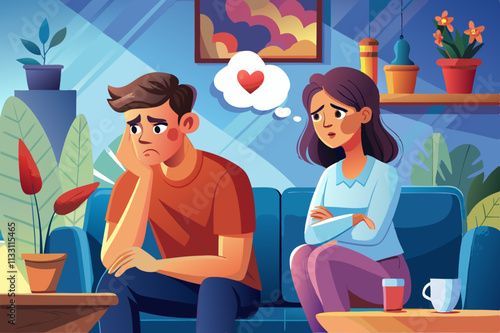 young couple deals with emotional turmoil at home during a painful breakup discussion. reflecting the tension of infidelity