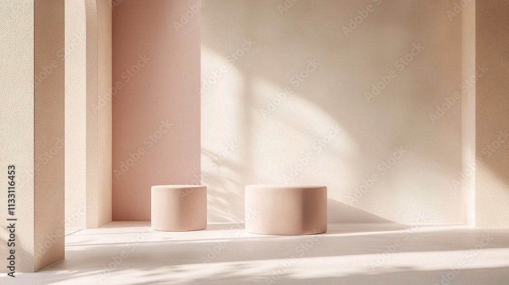 Fototapeta premium Abstract Minimalistic Design with Pastel Shapes in Modern Setting