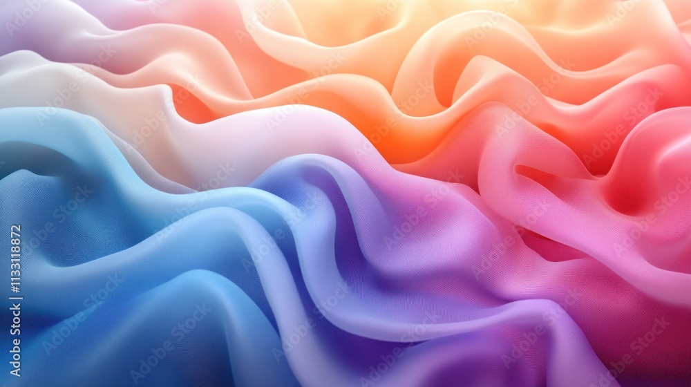 Obraz premium Colorful silk fabric with soft waves and ombre gradient.
