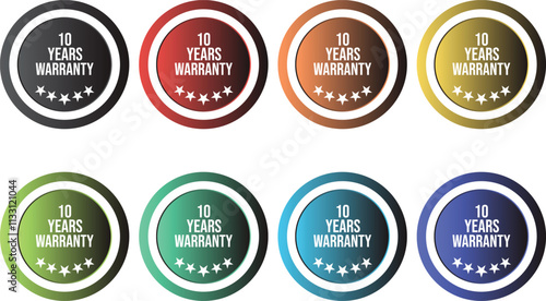 Ten Years Warranty Limited Warranty Badge Collection with different color