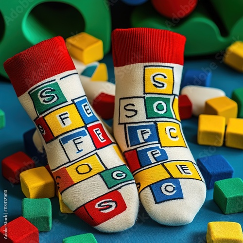 logo on socks that say Soffe’ in block letters in a square like baby abc blocks 