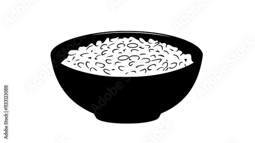 Bowl of risotto with uniform consistency, arranged in the center of the dish, Food Digital Art