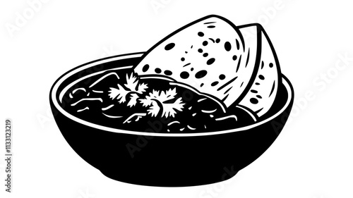 Chicken tikka masala with naan bread, Food Digital Art