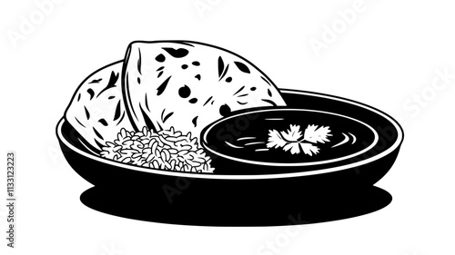 Chicken tikka masala with naan bread, Food Digital Art
