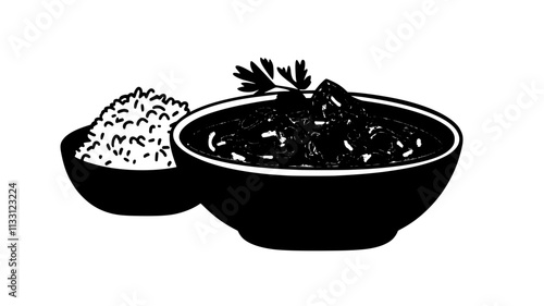Chicken tikka masala with rice and garnish, Food Digital Art