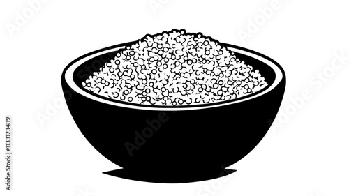 Close-up view of quinoa grains in a deep, round bowl with visible ingredients on top, Food Digital Art