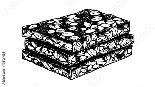 Stacked granola bars showing texture and ingredients, Food Digital Art