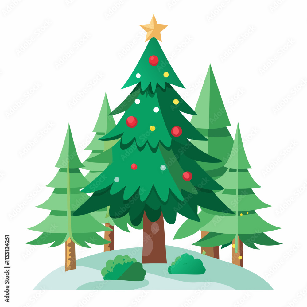 Fototapeta premium christmas tree vector white background