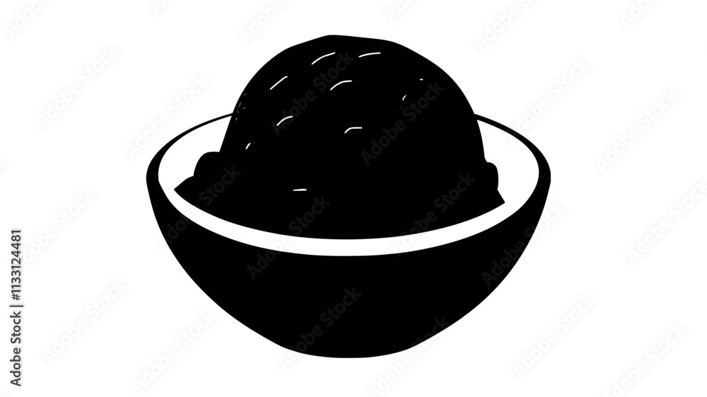 Fototapeta premium Scoop of chocolate ice cream in a bowl with smooth, rounded top and visible texture, Food Digital Art