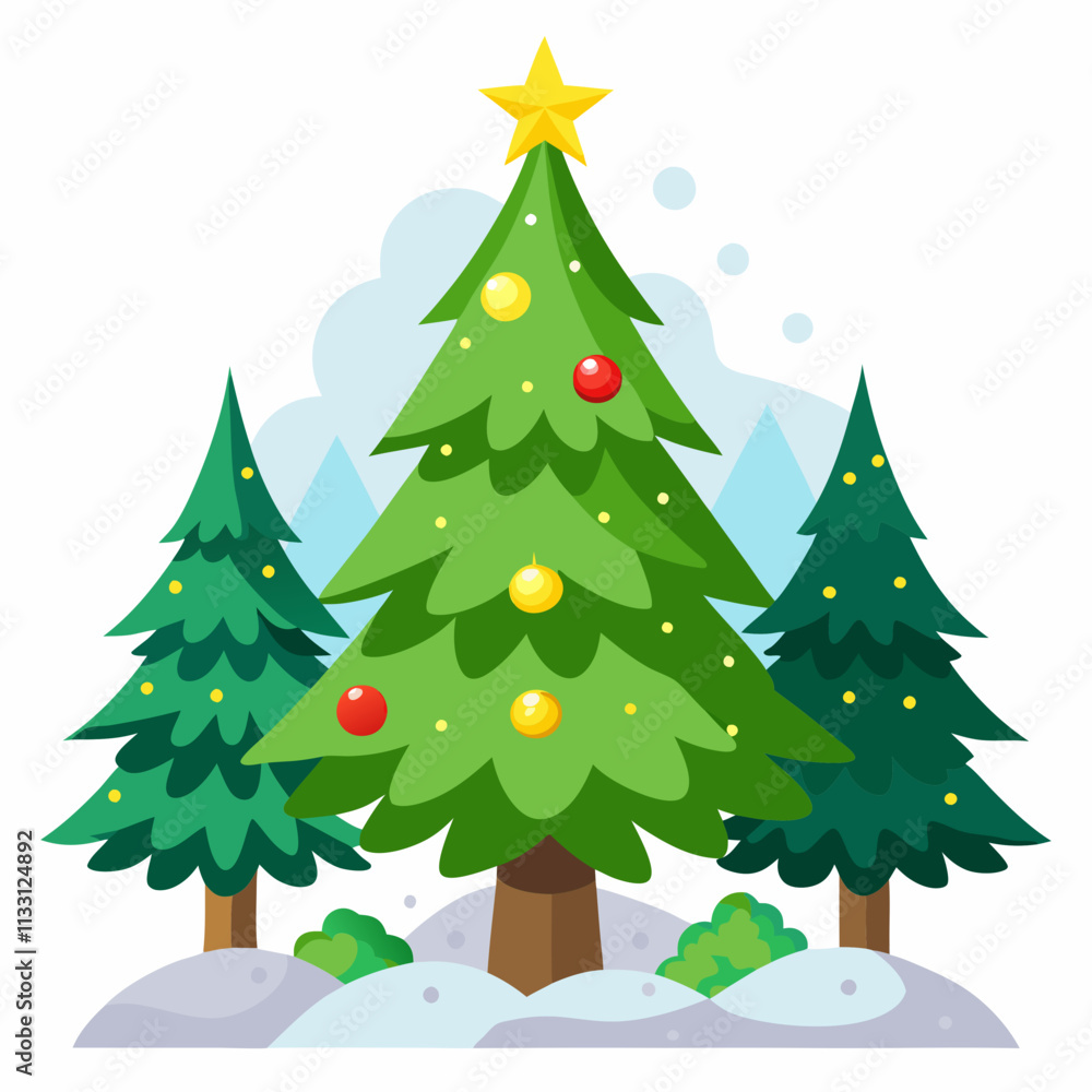 Fototapeta premium christmas tree vector white background