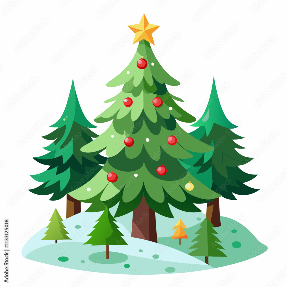 Obraz premium christmas tree vector white background