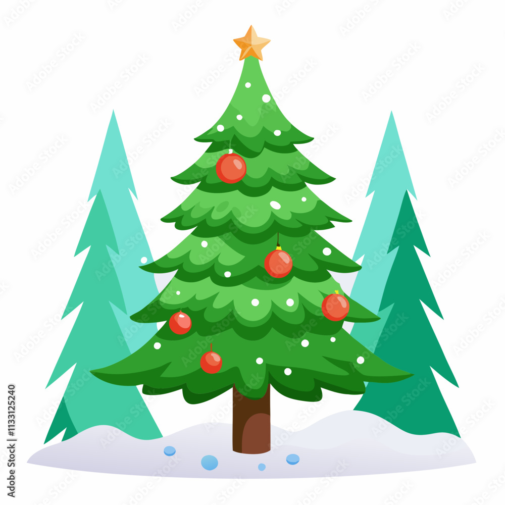 Obraz premium christmas tree vector white background