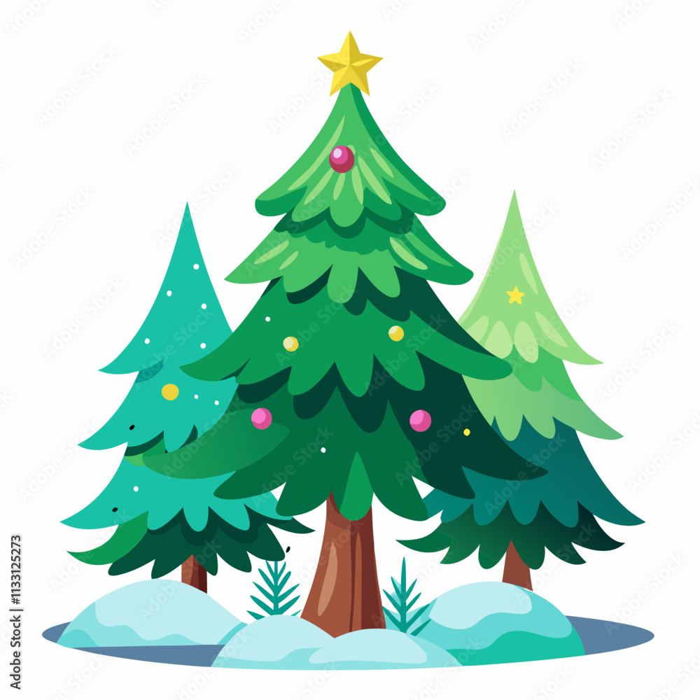 Obraz premium christmas tree vector white background