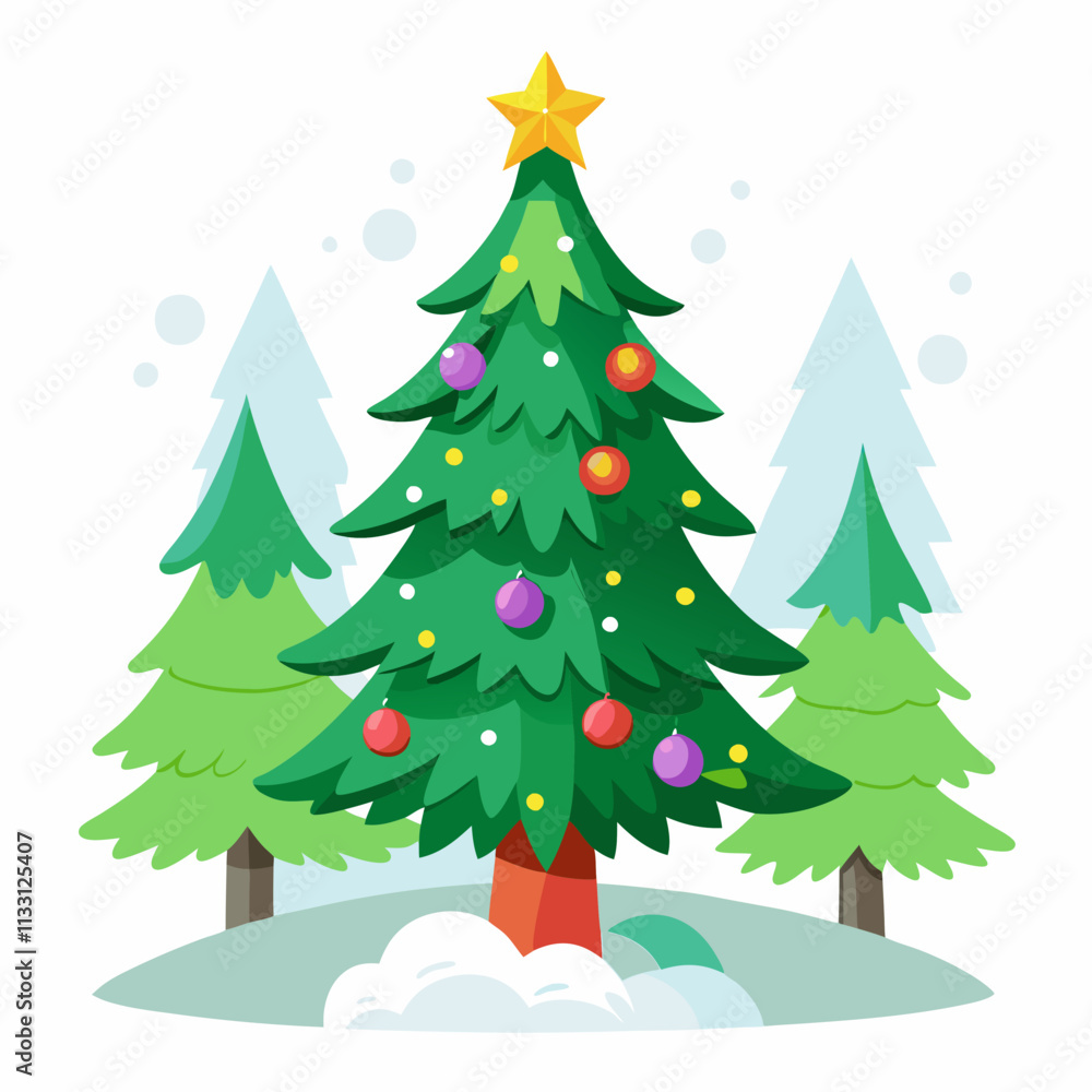 Obraz premium christmas tree vector white background