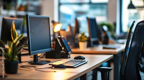 Wallpaper Mural Modern Office Workspace with Ergonomic Desk and Clean Design Torontodigital.ca