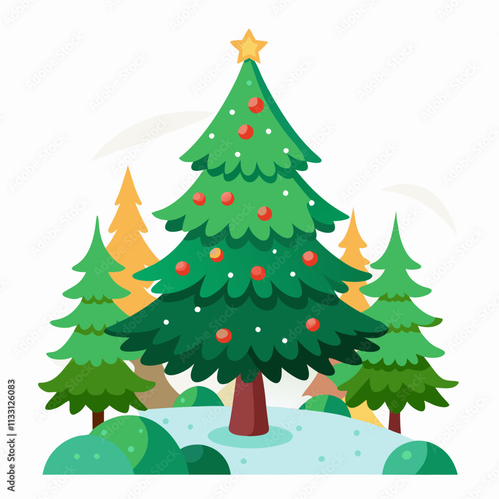 Obraz premium christmas tree vector white background