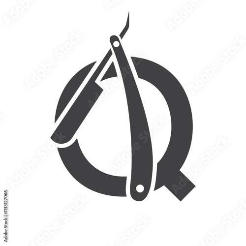 Letter Q Salon Logo Concept With Razor Symbol