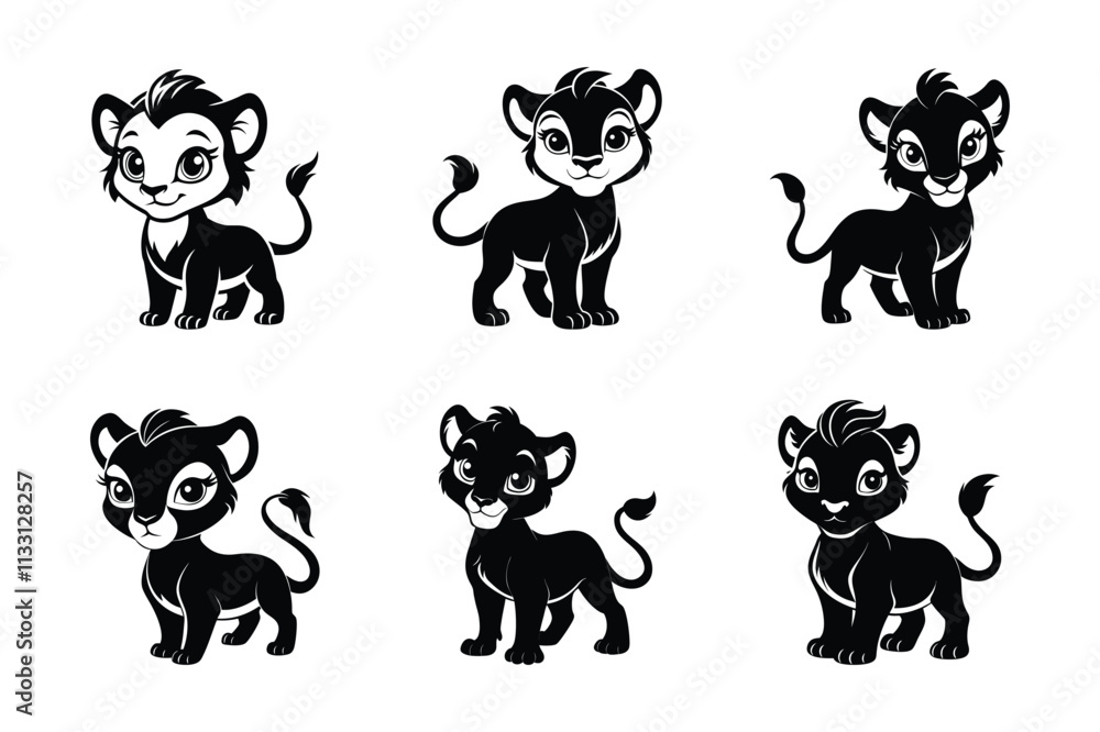 Fototapeta premium scar-baby-lioness silhouette vector illustration