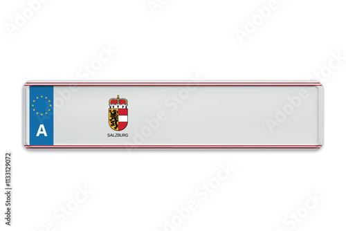 Car number plate of Austria. Vehicle registration license of Austrian region Salzburg