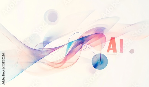 AI logo with abstract elements, glowing lines on white background.
