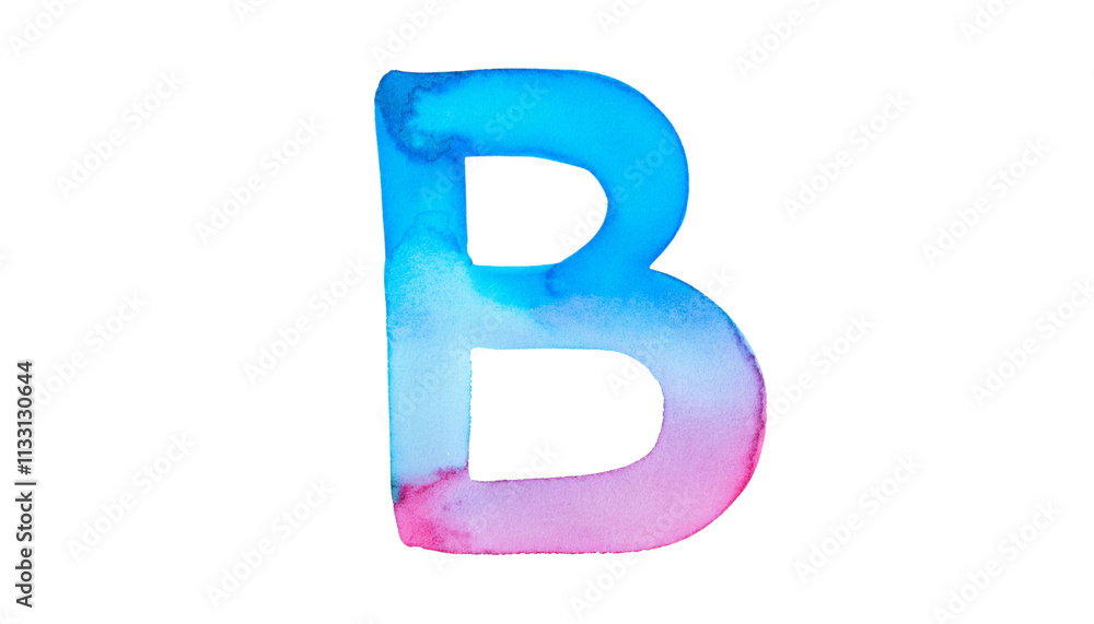Watercolor Letter B Blue Pink Alphabet Hand Painted Font Artistic Design Watercolor Letter B Blue Pink Alphabet Hand Painted Font Artistic Design