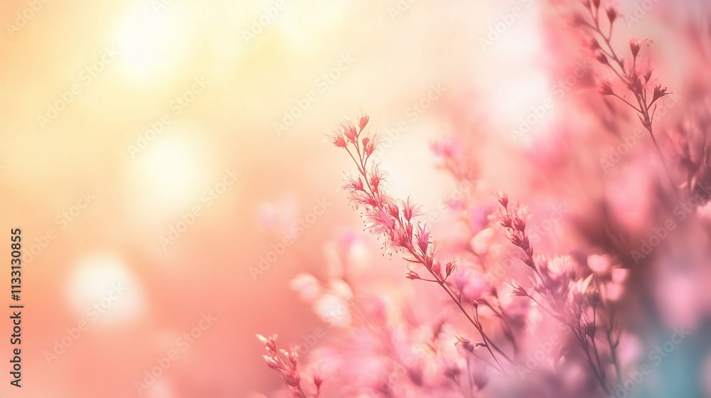 Naklejka premium Soft Blurred Beach Landscape with Gentle Colors and Sunlight