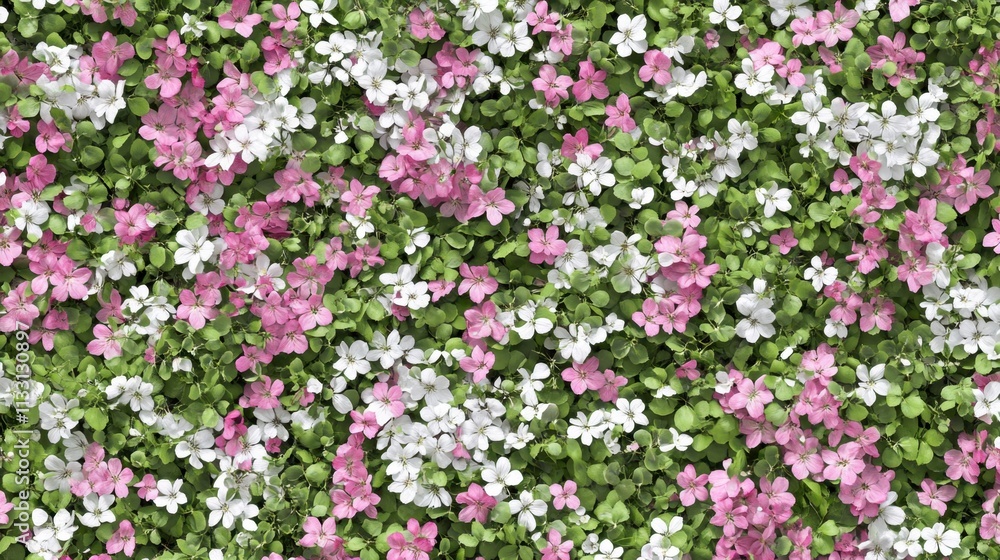 Vibrant Pink and White Flowers with Green Leaves in Full Bloom Vibrant Pink and White Flowers with Green Leaves in Full Bloom