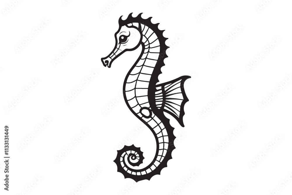Fototapeta premium Elegant Seahorse Silhouette Vector Art