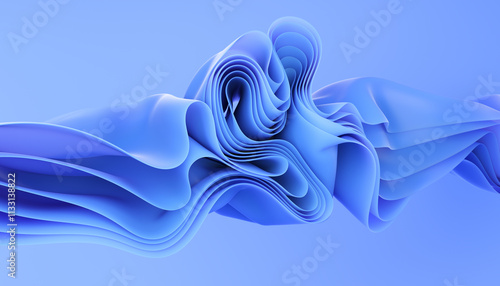 Abstract background with folded cloth shapes. Fashion wallpaper with wavy layers and ruffles.