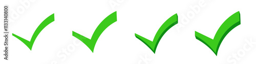 Four bright green checkmarks aligned in a row, representing success, approval, or correctness. perfect for themes of accomplishment and affirmative action.