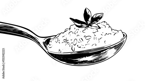 Close-up of a spoonful of mac and cheese lifted from dish, Vectorized Food Art