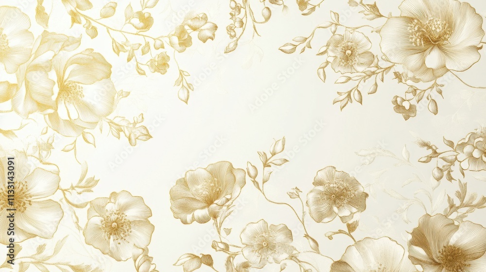 Elegant Floral Design in Soft Gold on Light Background Elegant Floral Design in Soft Gold on Light Background