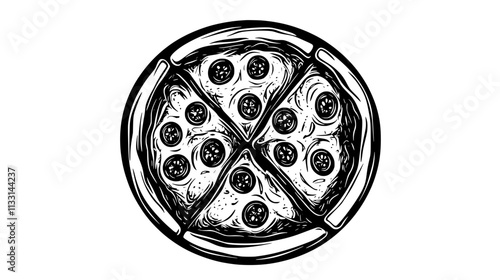 Top-down view of a food truck roof with vent and exhaust, in an urban setting, Vectorized Food Art