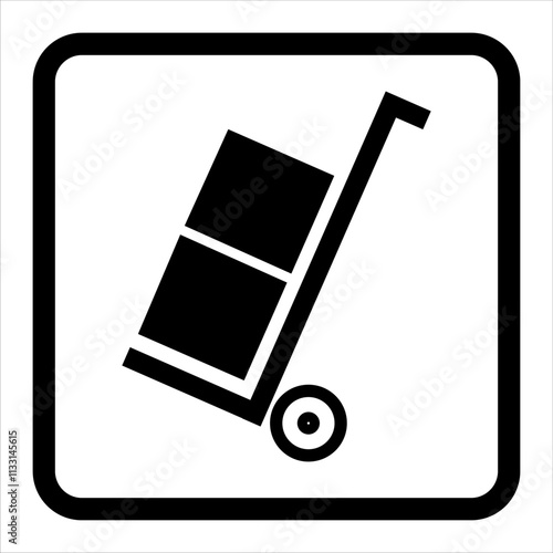 lift using a trolley icon. isolated symbol try to lift using a hand cart.