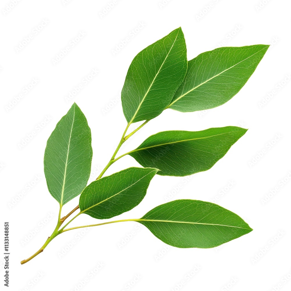 Fototapeta premium Green Leaves Branch, Isolated on White Background Cutout