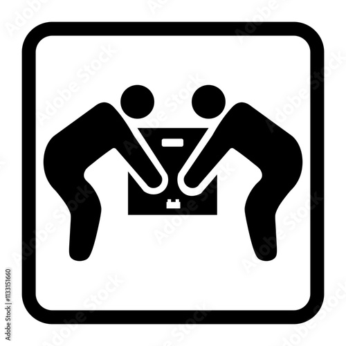 Package handling requires two people to lift icon. isolated vector symbol illustration.