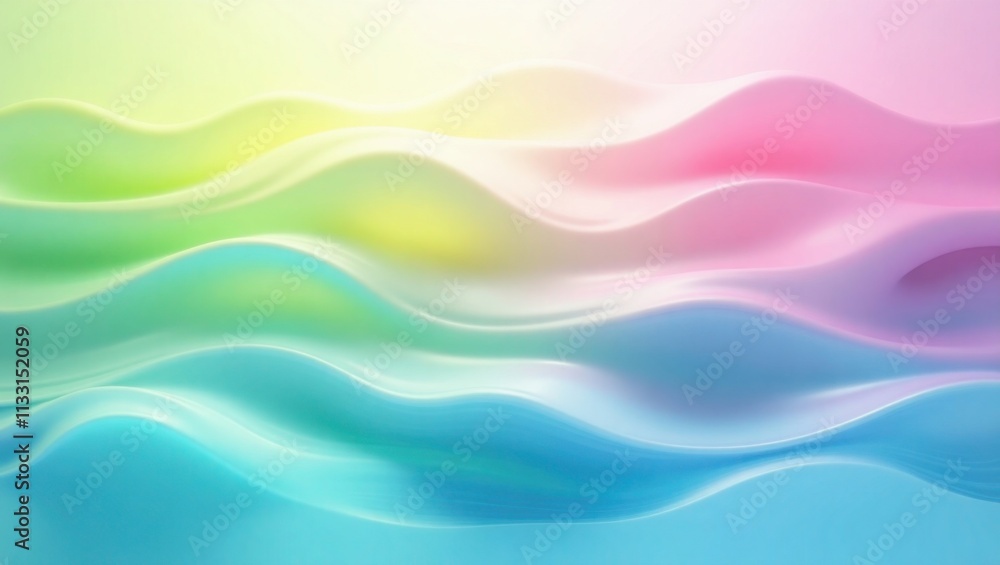 Soft Abstract Flowing Waves with Pastel Gradient Colors Creating a Smooth and Dreamy Glassy Effect – Perfect for Modern and Minimalist Background Designs