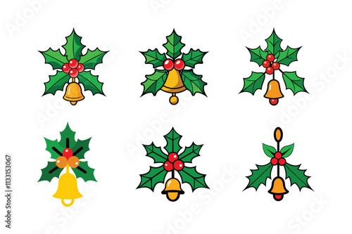 Christmas Mistletoe Set Vector Art Illustration